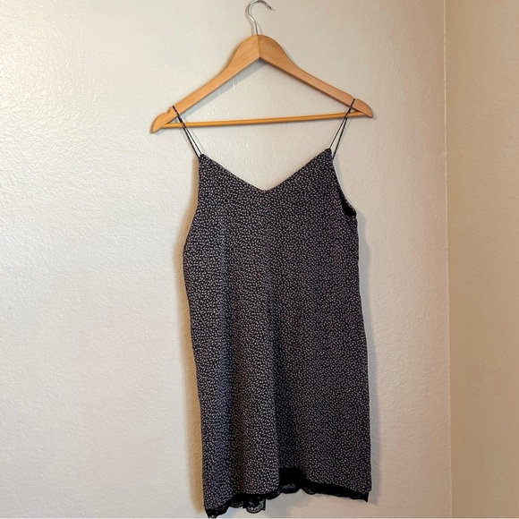 Mango Women’s Floral Print With Lace Mini Slip Y2K Spaghetti Strap Dress, Size 2 - Picture 4 of 5